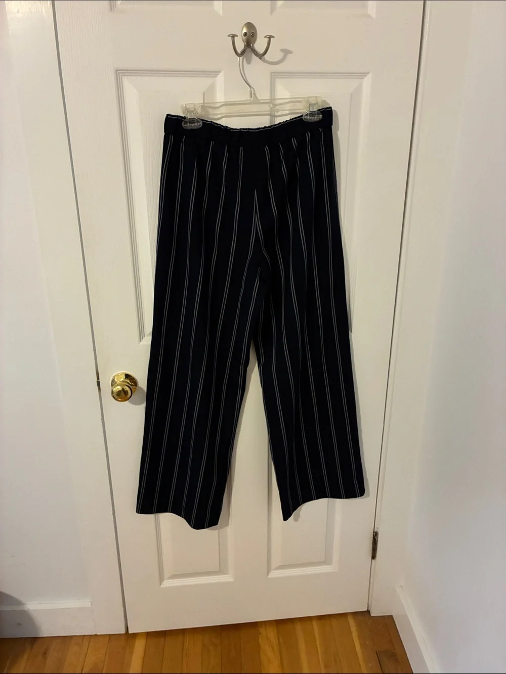Banana Republic Navy Blue Pinstripe Pull-On Trousers